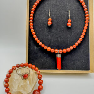 Conjunto Jaspe Rojo Collar